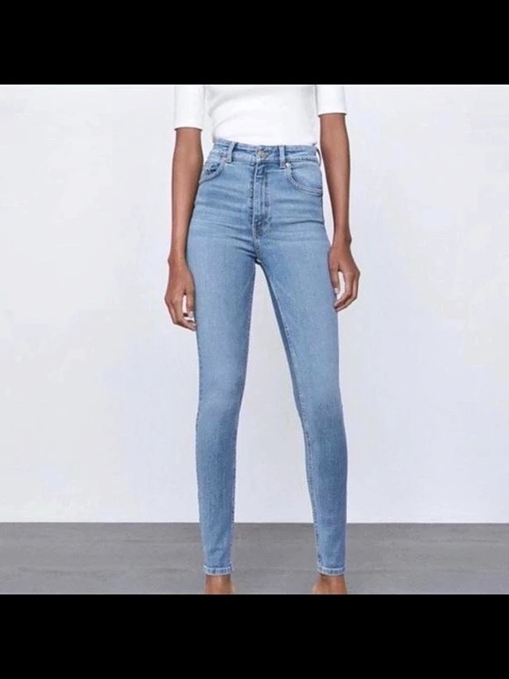ZARA TRF High-Waist Skinny Jeans Blue